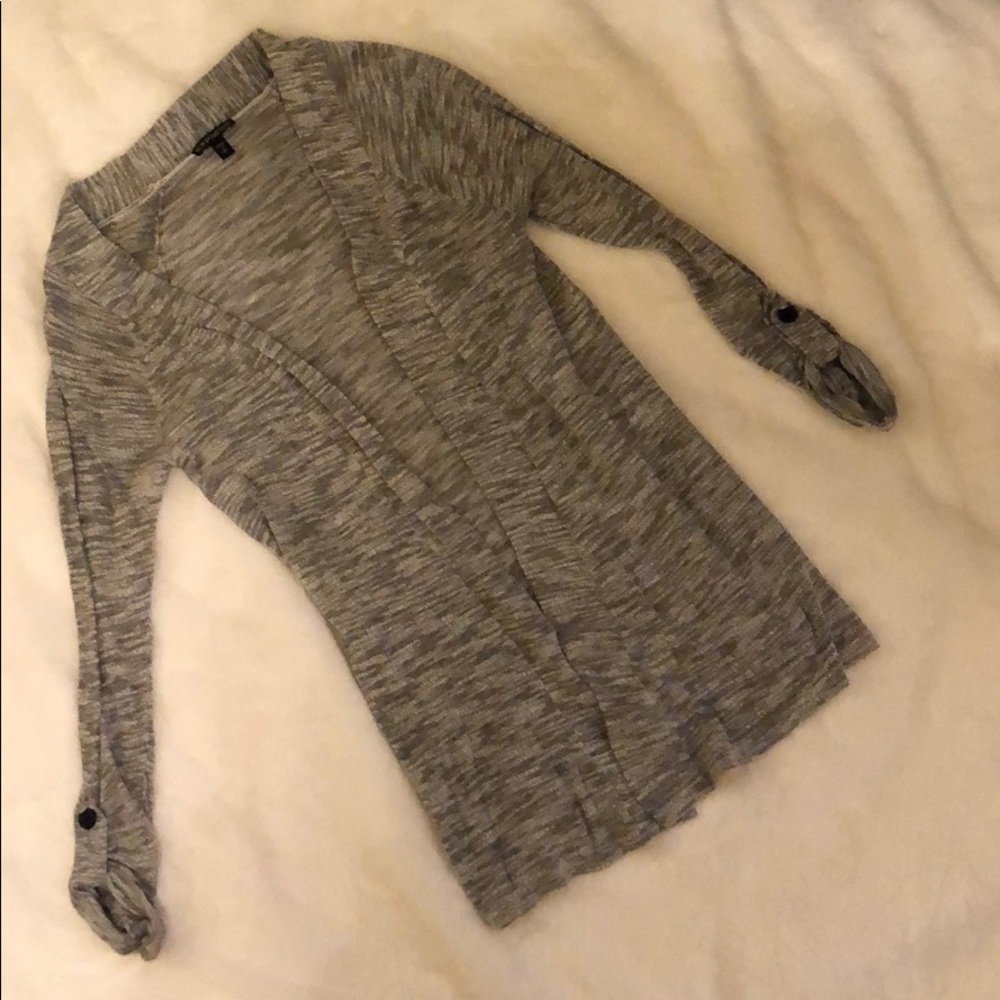 Gray Express Cardigan with Three Quarter Sleeves